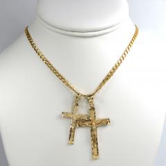 10k yellow gold diamond cut small- medium jesus cross