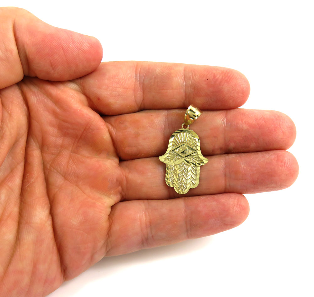 Small hamsa pendant 10k yellow gold pendant - Image 2