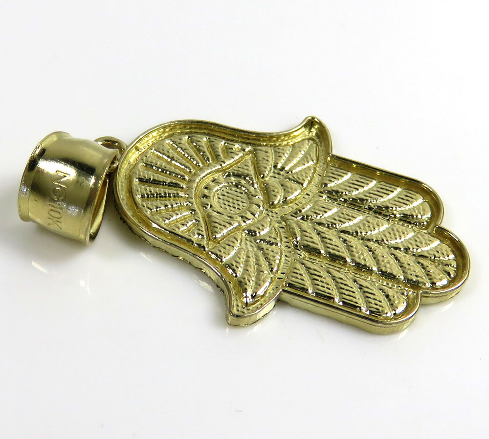 Small hamsa pendant 10k yellow gold pendant - Image 3