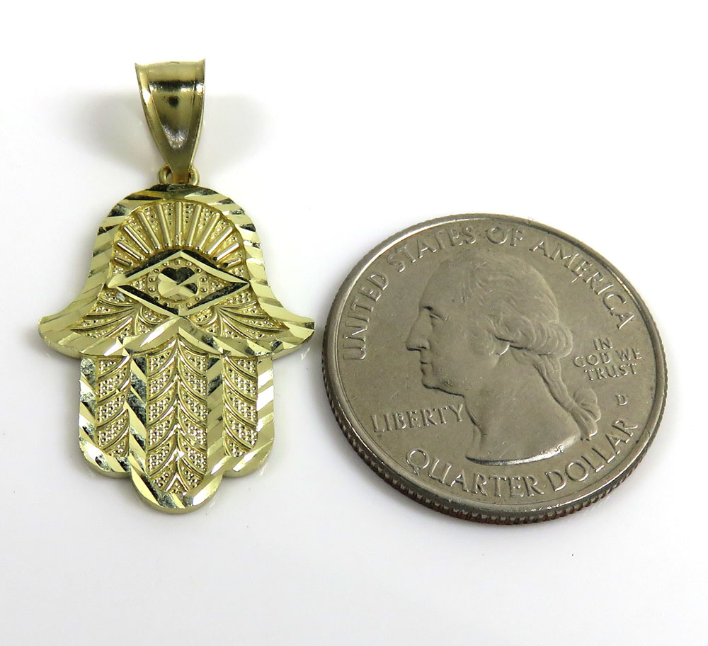 Small hamsa pendant 10k yellow gold pendant - Image 4