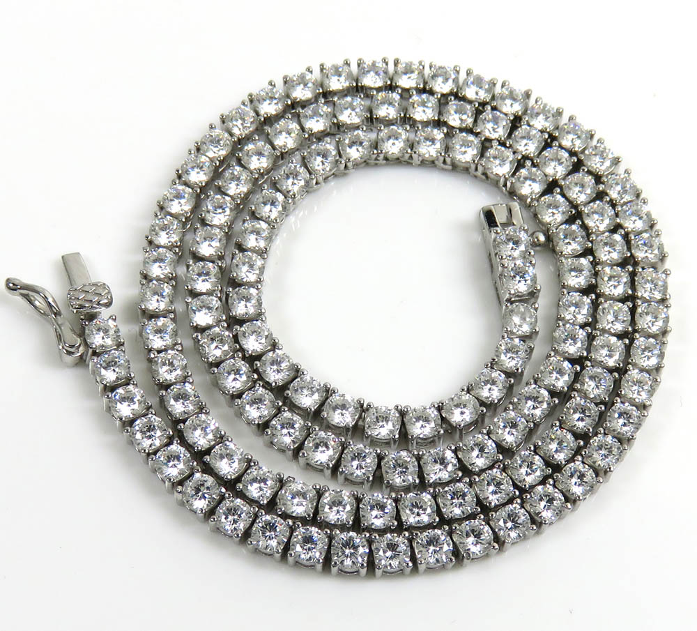 3mm 925 silver cz ice tennis link chain 15ct - Image 2