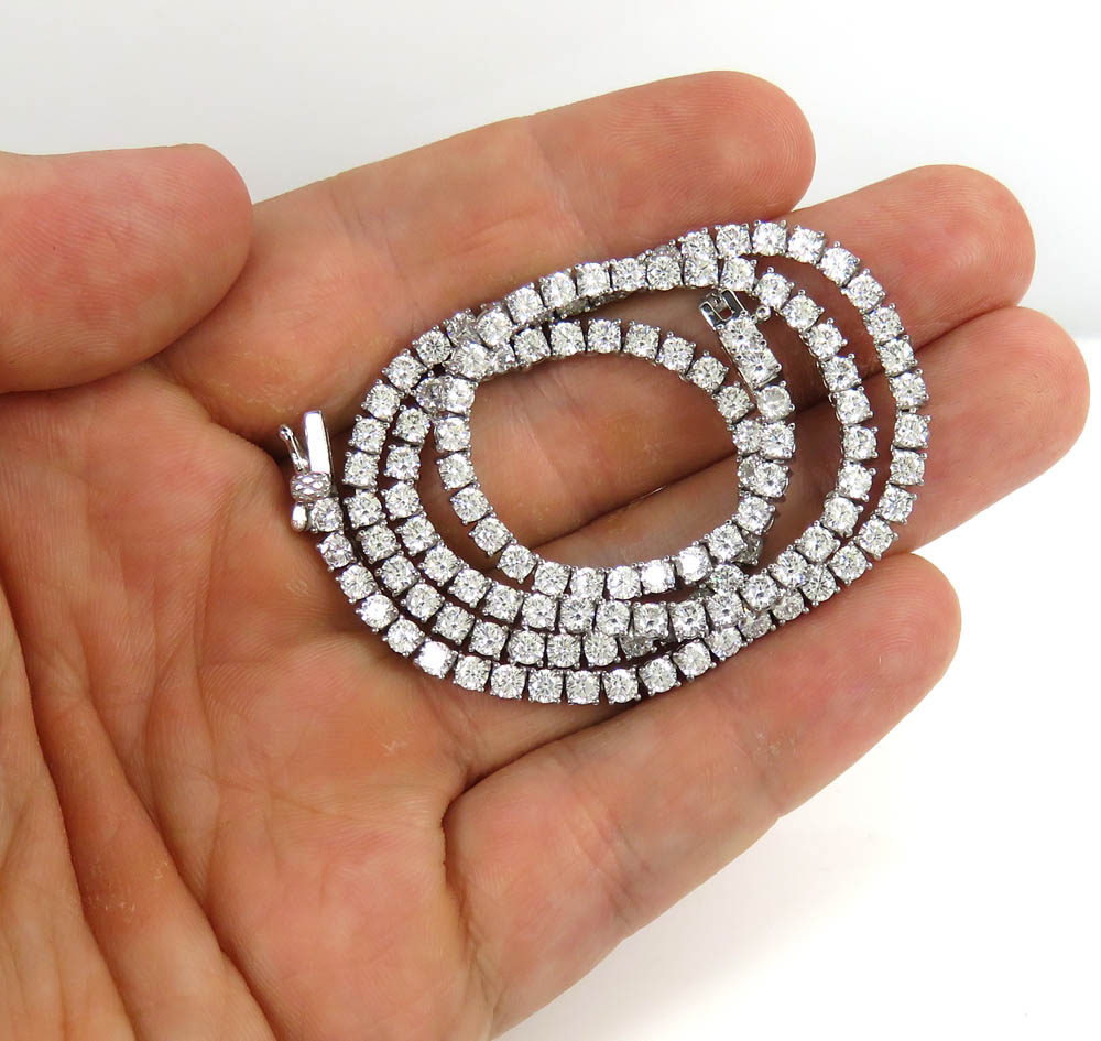3mm 925 silver cz ice tennis link chain 15ct - Image 3
