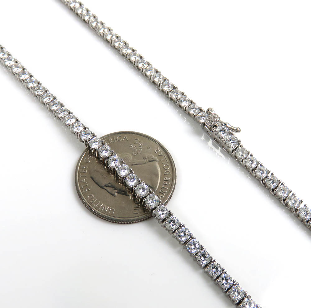 3mm 925 silver cz ice tennis link chain 15ct - Image 5