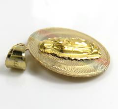 14k solid gold yellow gold jesus sagrado corazon & virgin mary double sided pendant