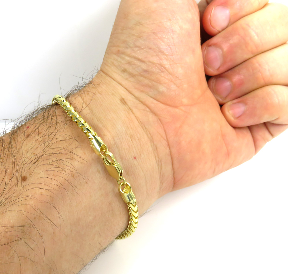 14k gold solid franco diamond cut bracelet 4mm 8.50