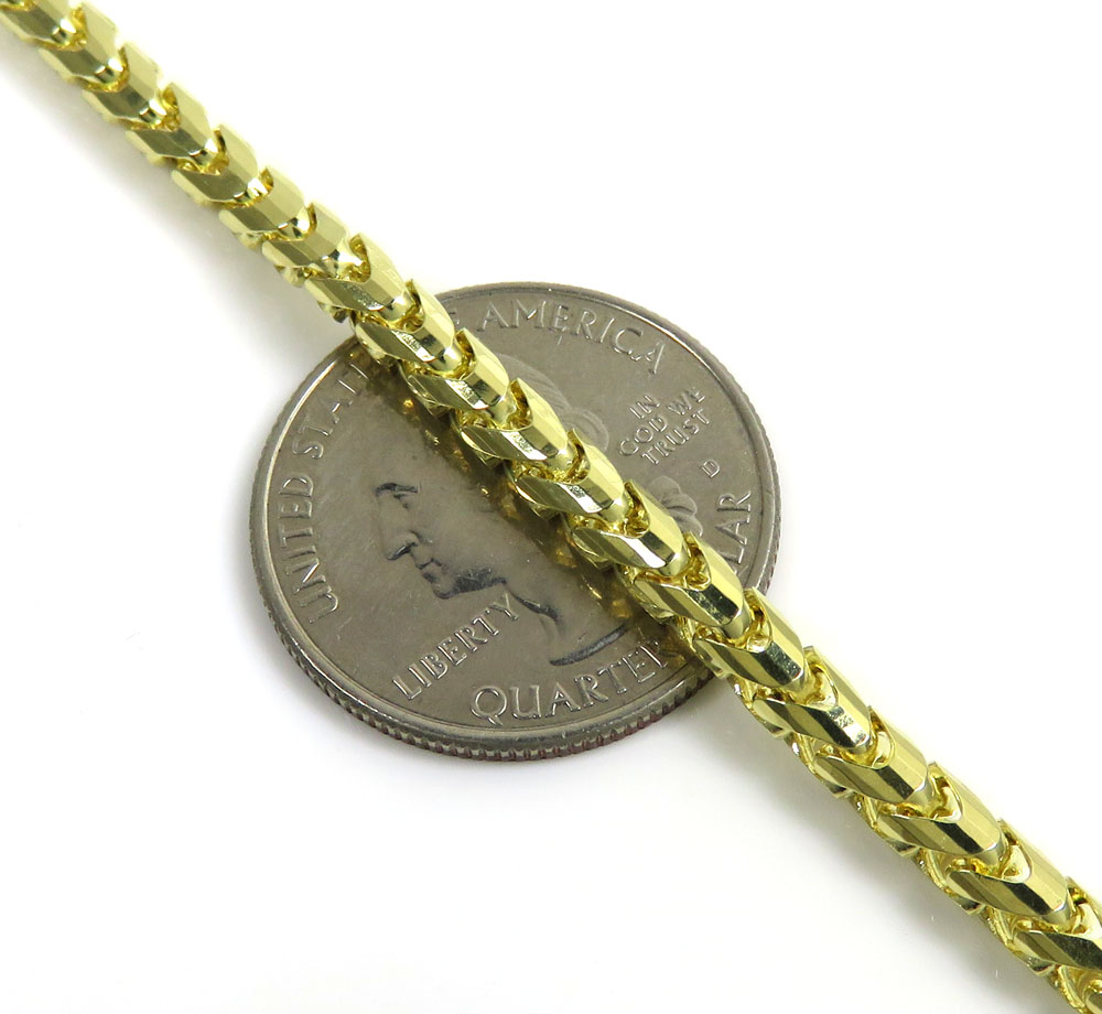 14k gold solid franco diamond cut bracelet 4mm 8.50