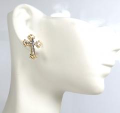 10k gold cathedral cross earrings