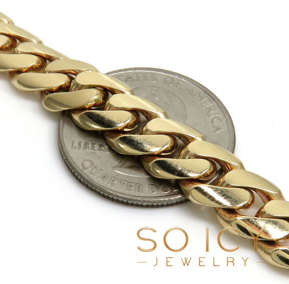 14k solid yellow gold miami link bracelet 8