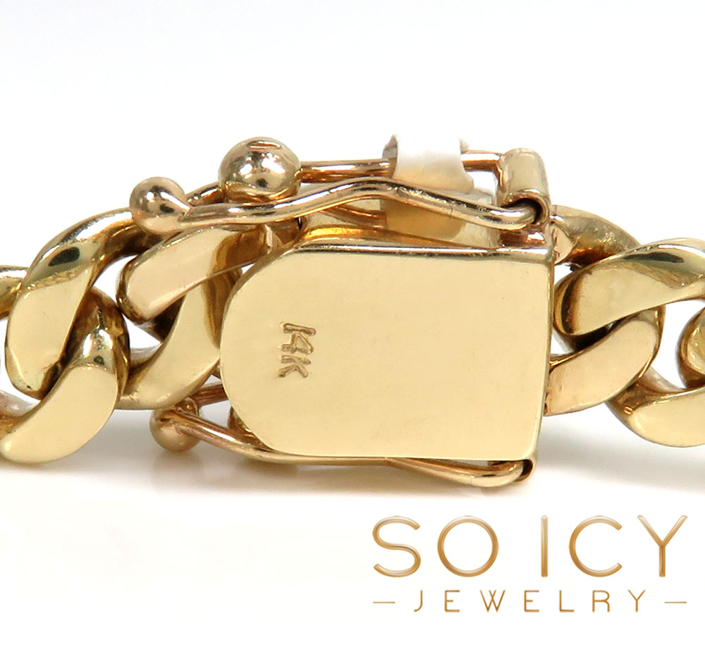 14k solid yellow gold miami link bracelet 8