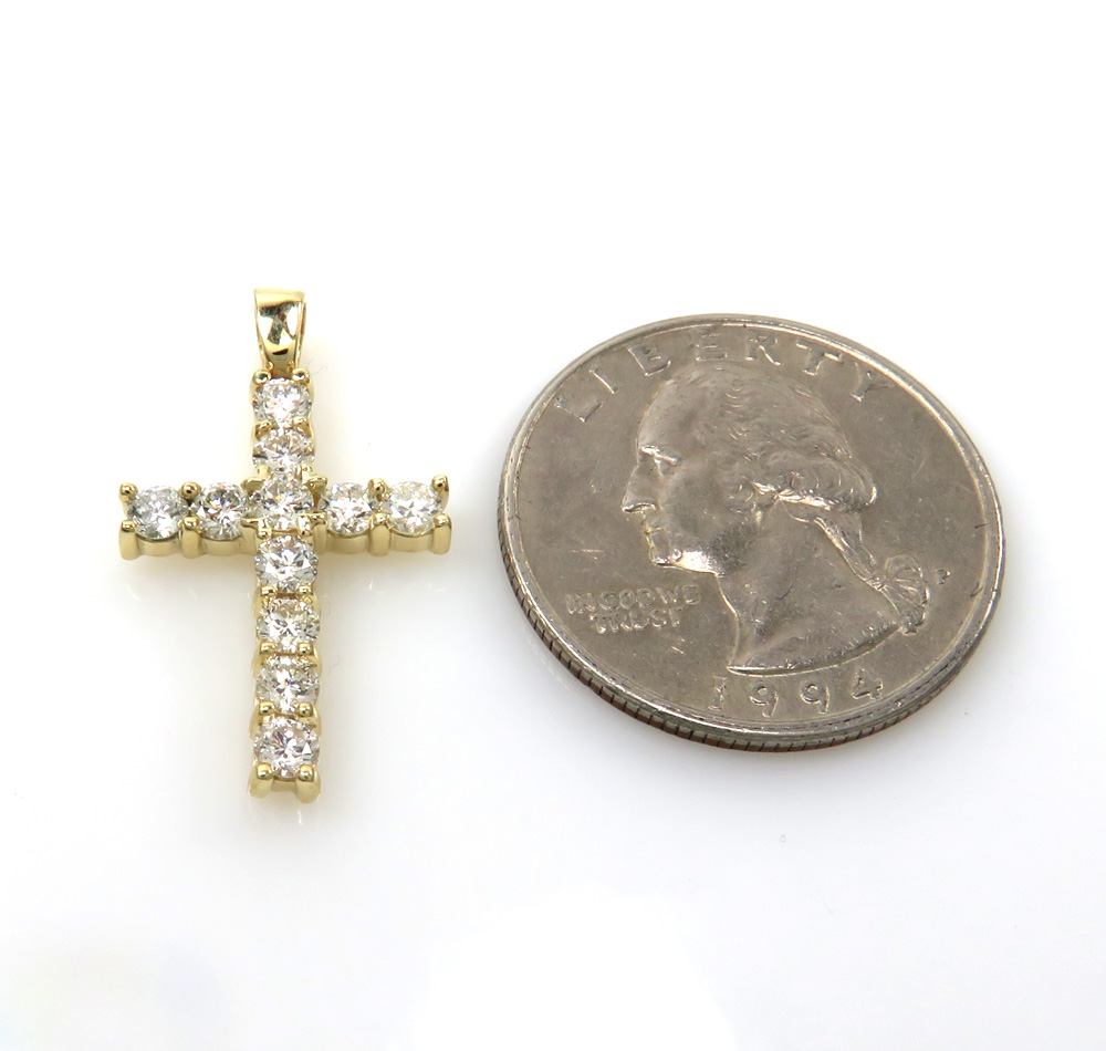 14k yellow white or rose gold 10 pointer diamond mini cross 1.10ct 