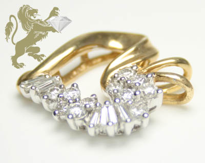 1.02ct 14k solid yellow gold round & baguette diamond 