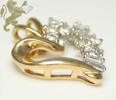 1.02ct 14k solid yellow gold round & baguette diamond 