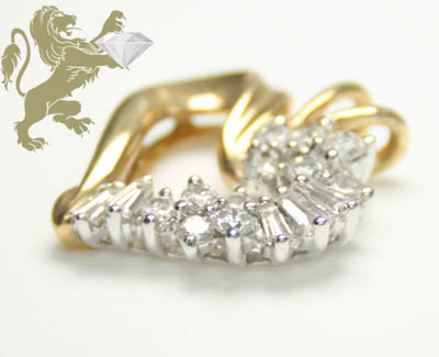 1.02ct 14k solid yellow gold round & baguette diamond 