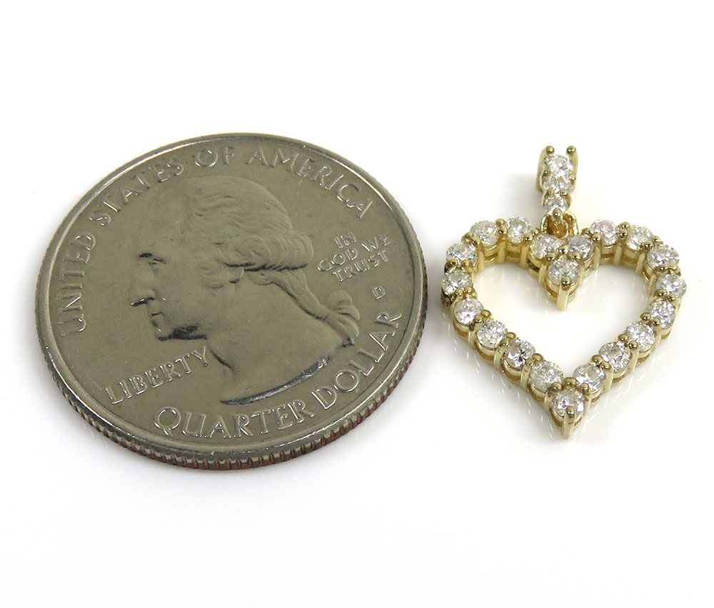 1.00ct 14k solid yellow or white gold round diamond heart prong frame pendant - Image 2