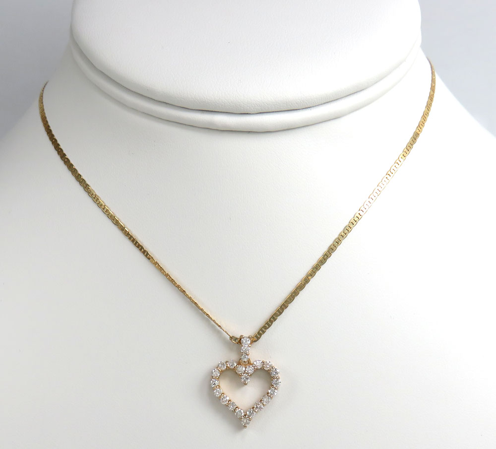 1.00ct 14k solid yellow or white gold round diamond heart prong frame pendant - Image 4