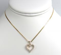 1.00ct 14k solid yellow or white gold round diamond heart prong frame pendant