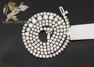 12.95ct ladies 14k white gold round diamond graduating stone tennis chain
