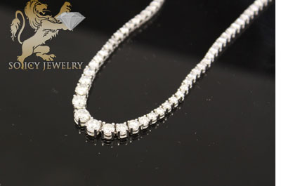 12.95ct ladies 14k white gold round diamond graduating stone tennis chain