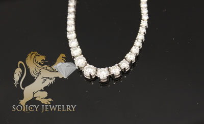 12.95ct ladies 14k white gold round diamond graduating stone tennis chain