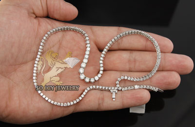 12.95ct ladies 14k white gold round diamond graduating stone tennis chain