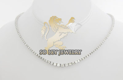 12.95ct ladies 14k white gold round diamond graduating stone tennis chain