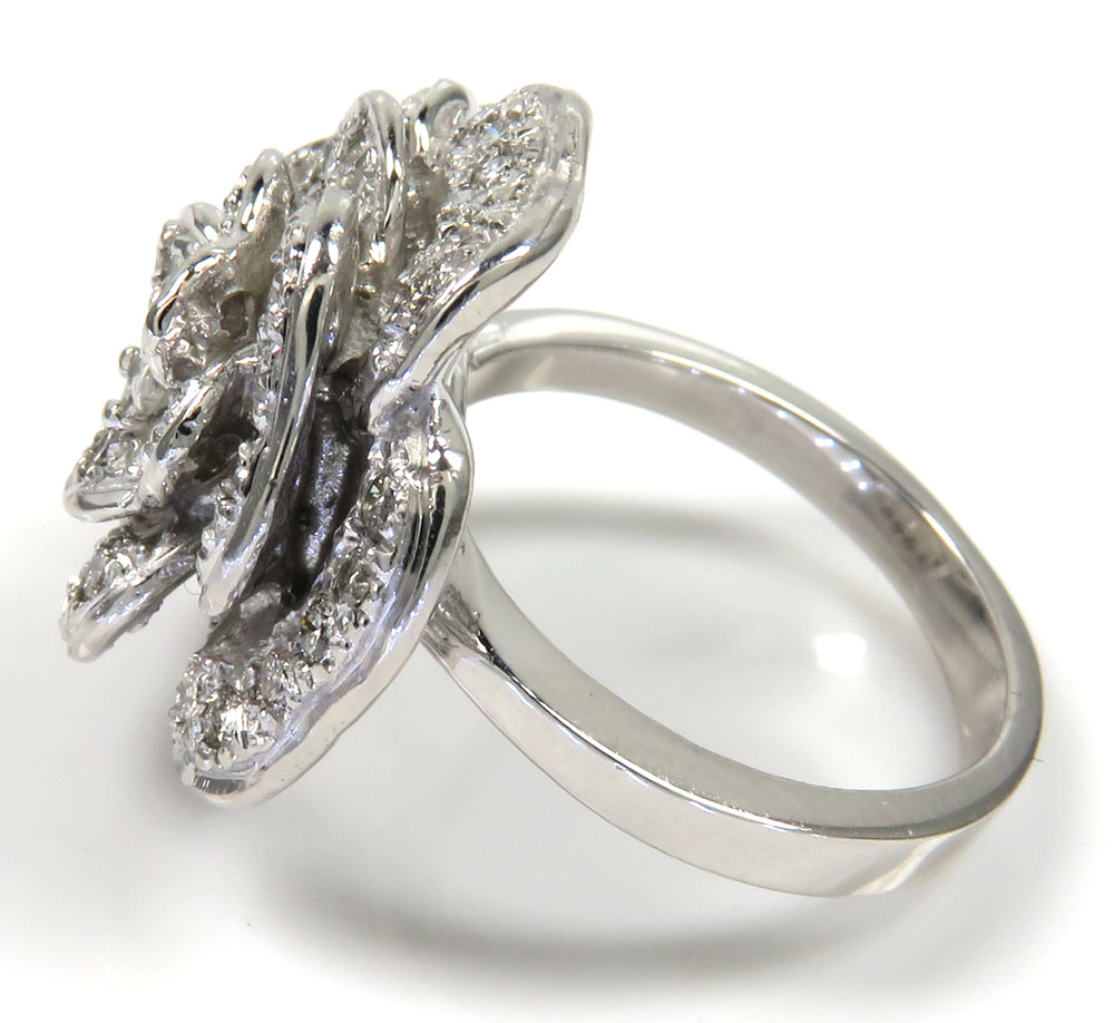 2.00ct 14k solid white gold white diamond flower ring - Image 3