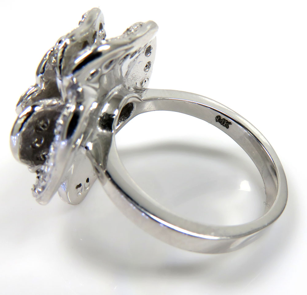 2.00ct 14k solid white gold white diamond flower ring