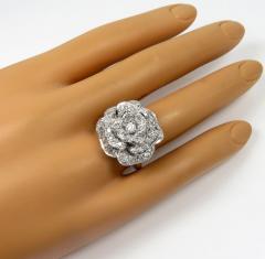 2.00ct 14k solid white gold white diamond flower ring
