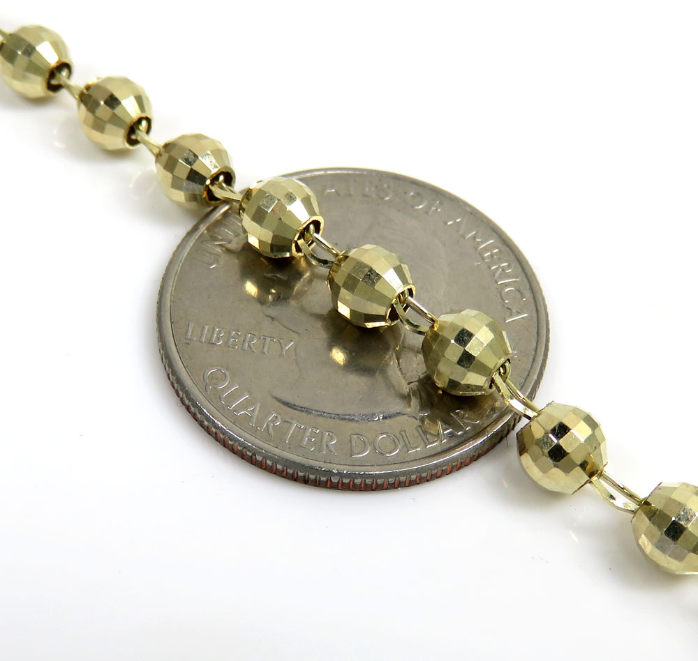 14k yellow gold diamond cut rosary 24 inch 3.8mm - Image 4