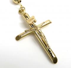 14k yellow gold diamond cut rosary 24 inch 3.8mm