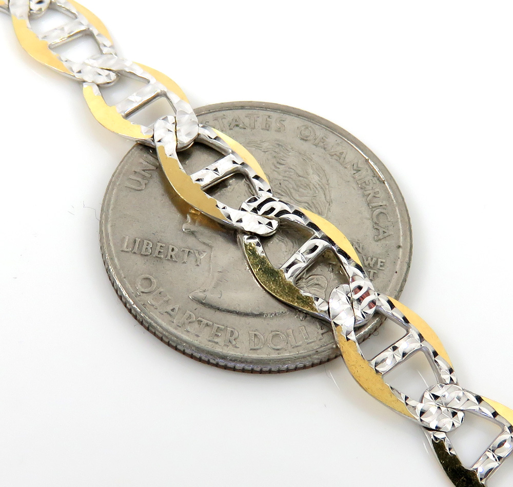 10k yellow gold yellow diamond cut mariner chain 18-30 inch 7mm