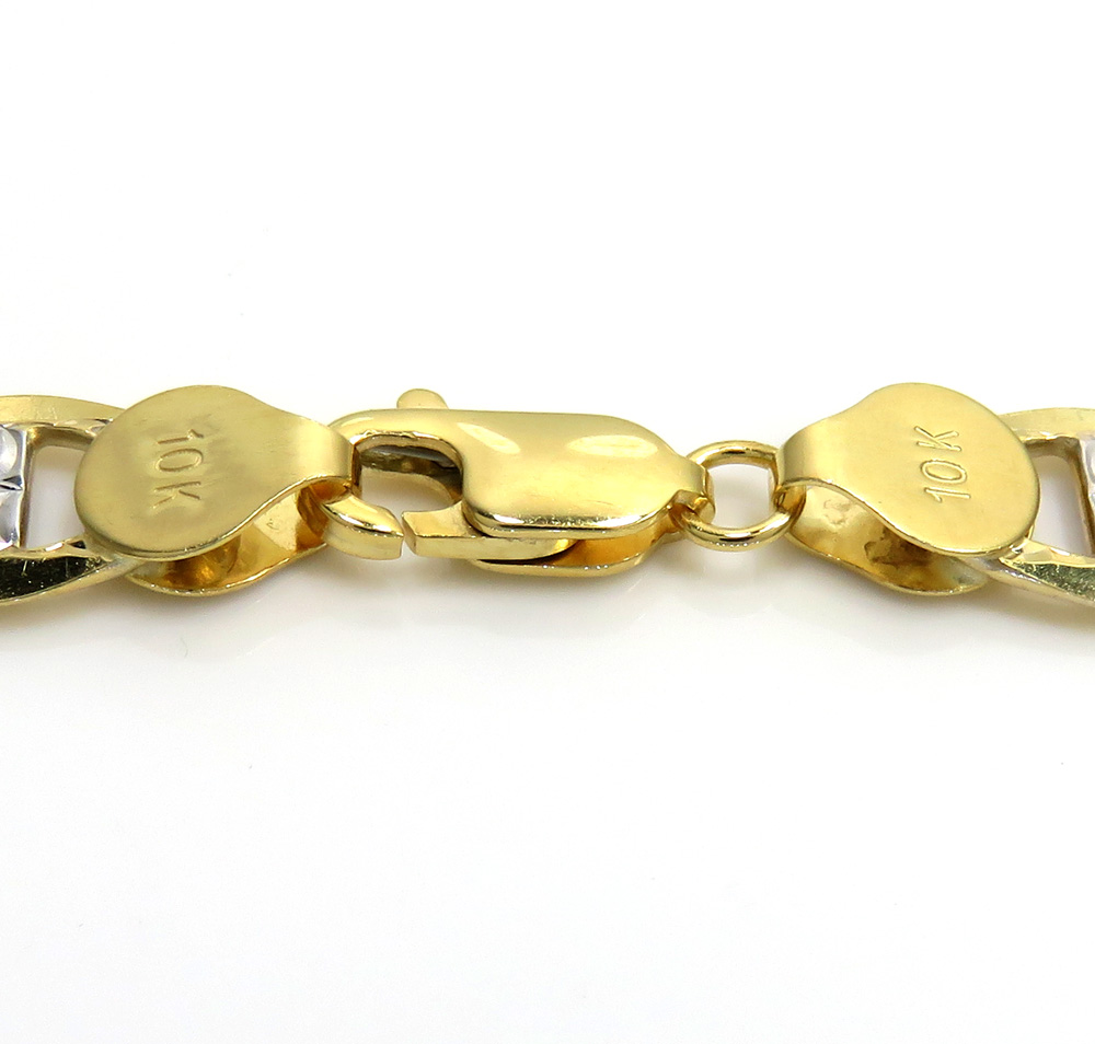 10k yellow gold yellow diamond cut mariner chain 18-30 inch 7mm