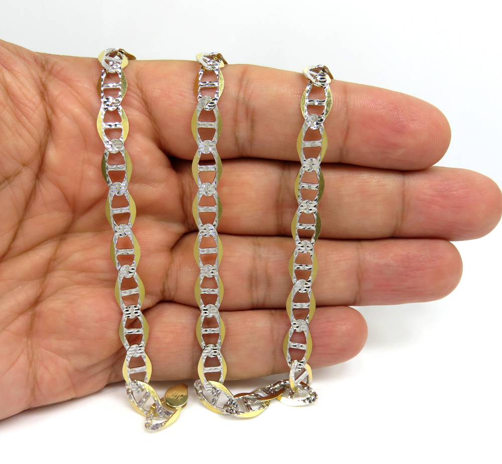 10k yellow gold yellow diamond cut mariner chain 18-30 inch 7mm - Image 5