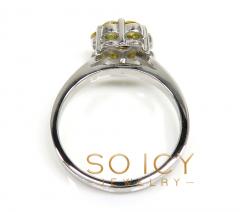 1.00ct ladies 14k solid white gold canary round cut flower ring