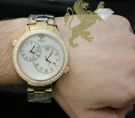 2.45ct mens aqua master genuine round diamond