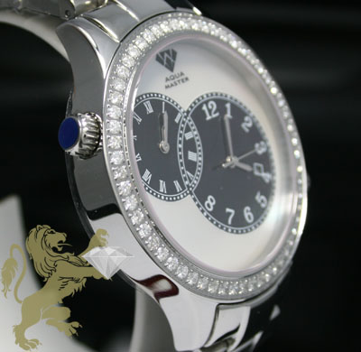 2.45ct mens aqua master genuine round diamond