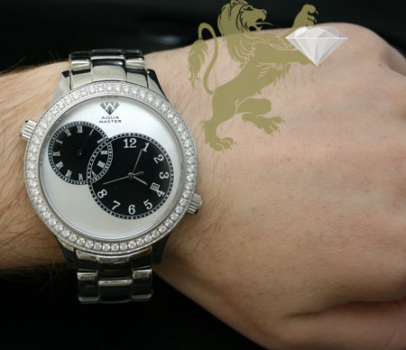 2.45ct mens aqua master genuine round diamond