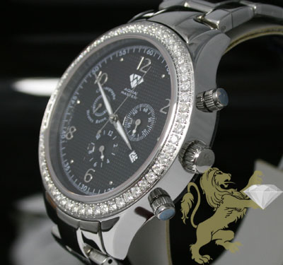 2.45ct mens aqua master genuine round diamond