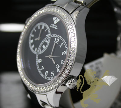 2.45ct mens aqua master genuine round diamond