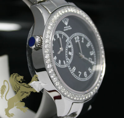 2.45ct mens aqua master genuine round diamond 