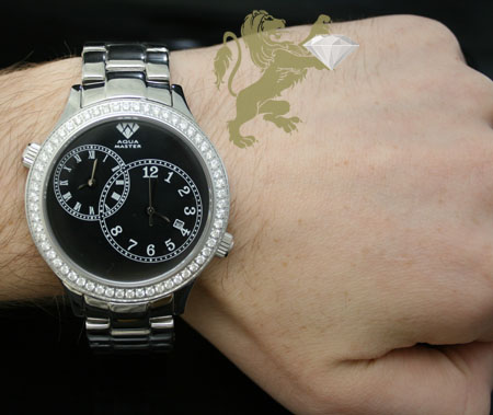 2.45ct mens aqua master genuine round diamond