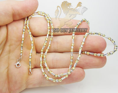 14k two tone gold diamond cut