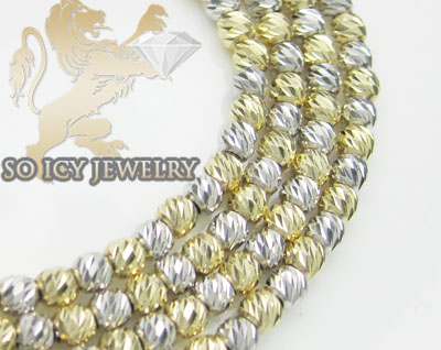 14k two tone gold diamond cut