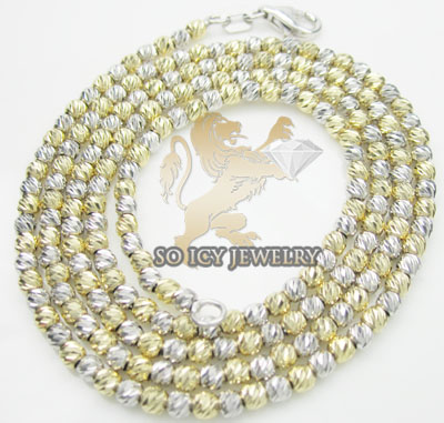 14k Two-tone Diamond-cut Polished Graduated Barrels 18 Inch Length Necklace