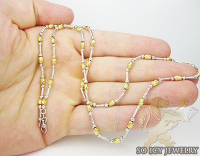 14k two tone gold diamond cut