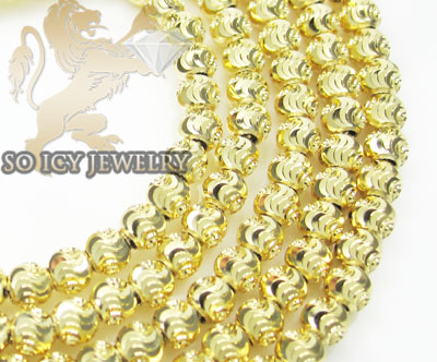 14K Yellow Gold Diamond Cut Beaded Chain 3mm