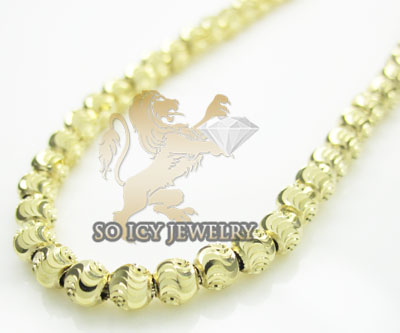 14k yellow gold diamond cut ball chain 16-30 inch 3 mm