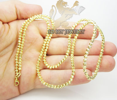 14k yellow gold diamond cut ball chain 16-30 inch 3 mm