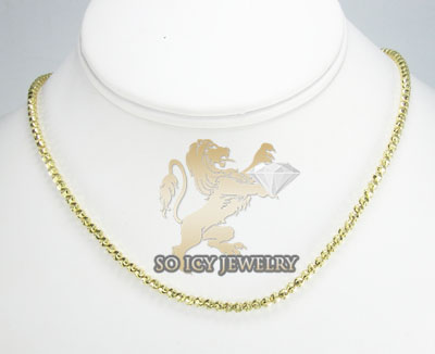14k yellow gold diamond cut ball chain 16-30 inch 3 mm