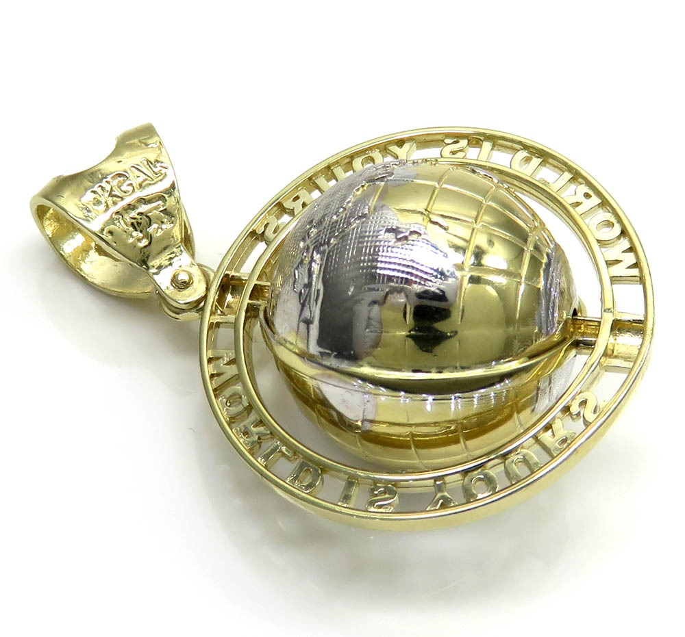 10k yellow gold spinning world is yours mini pendant
